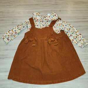 Toddler Girl Fall Outfit/Dress And Shirt Brown Size 3t